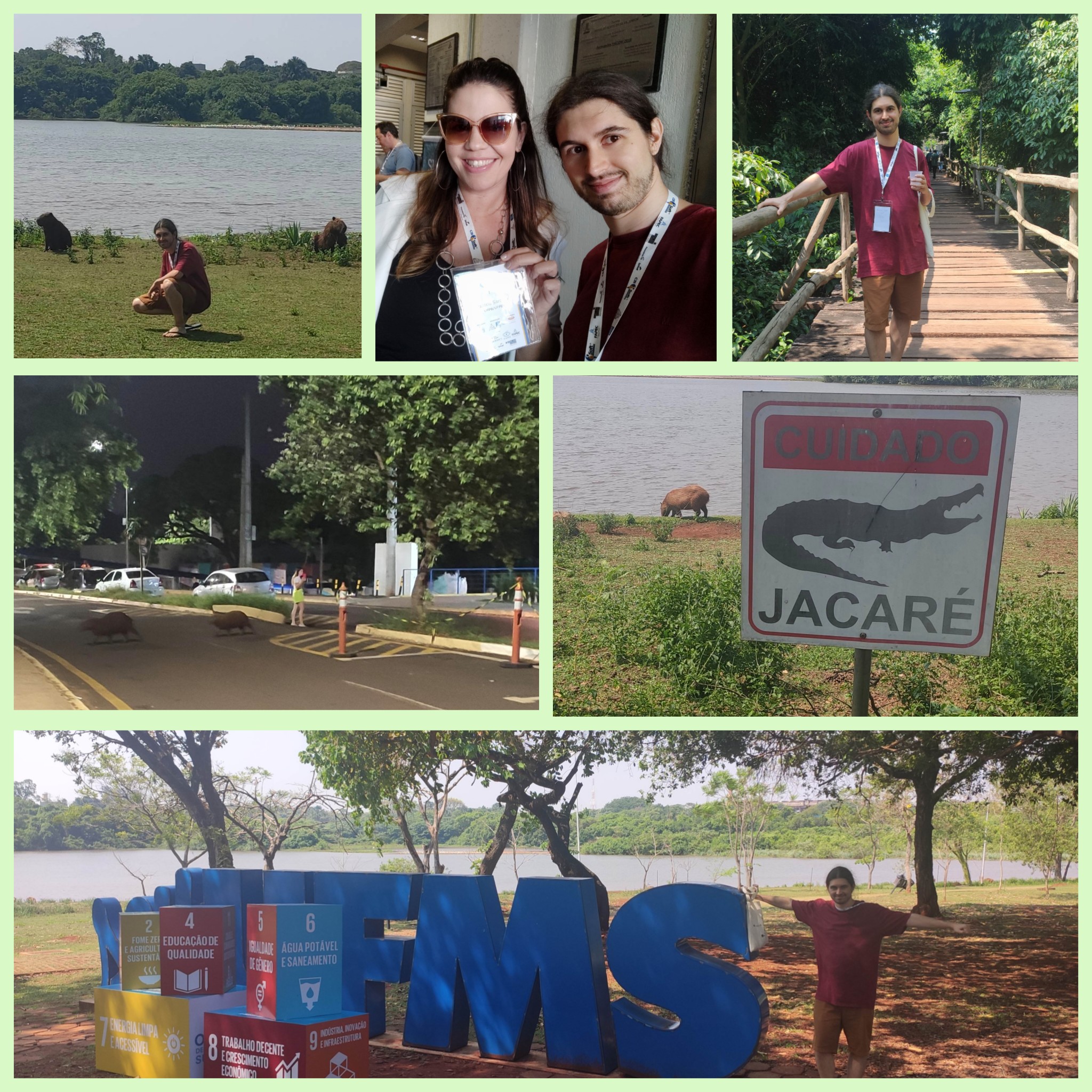 Photos of Leonardo with a CBSoft participant; several photos with capybaras.