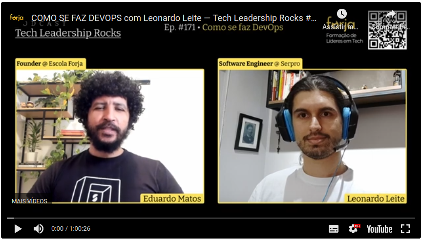 Captura de tela da conversa no podcast